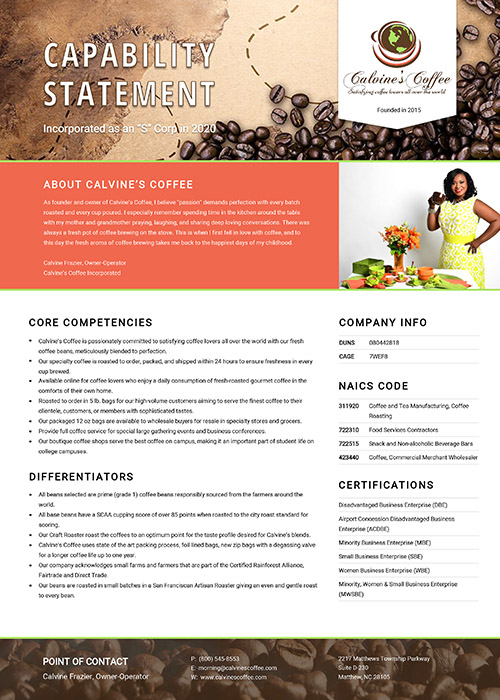 Download Calvine's Coffee Capability Statement